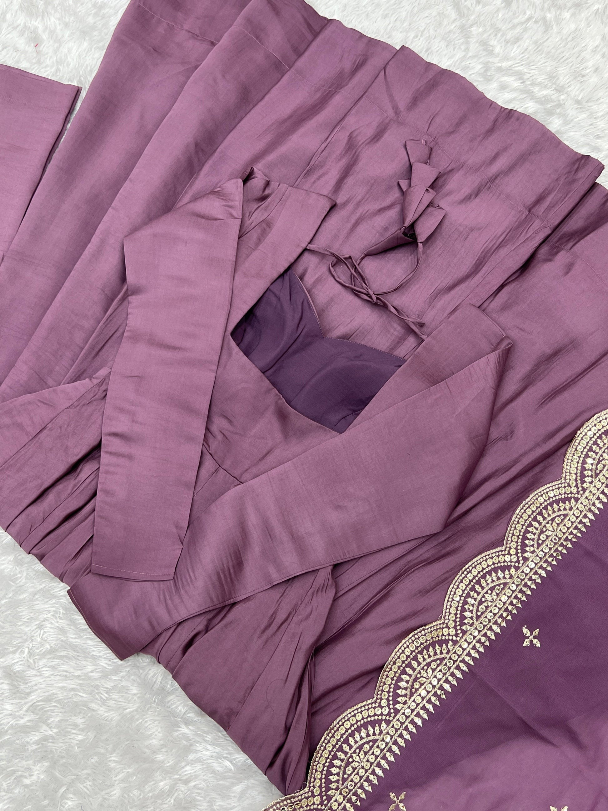Exquisite Pure Romansilk Chanderi Designer Anarkali Pant Suit - INDIAN ELEGANCE