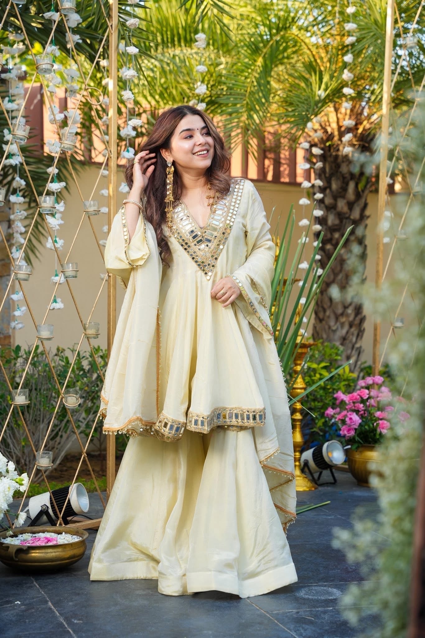Festive Special Full Sleeves Real Mirror Work Sharara Suit