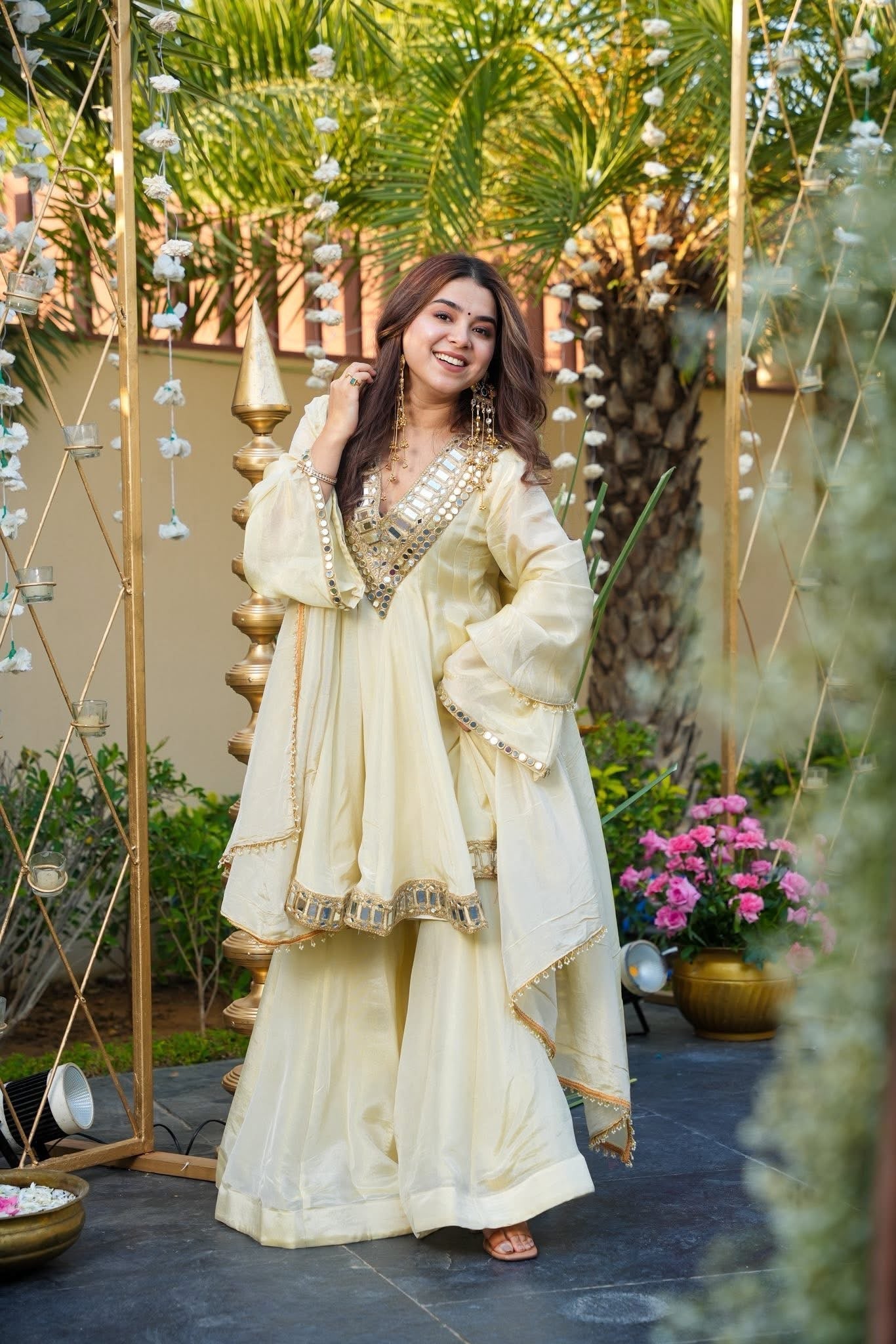 Festive Special Full Sleeves Real Mirror Work Sharara Suit