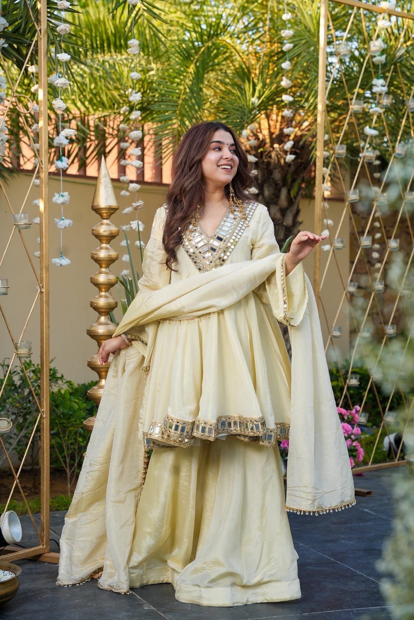 Festive Special Full Sleeves Real Mirror Work Sharara Suit