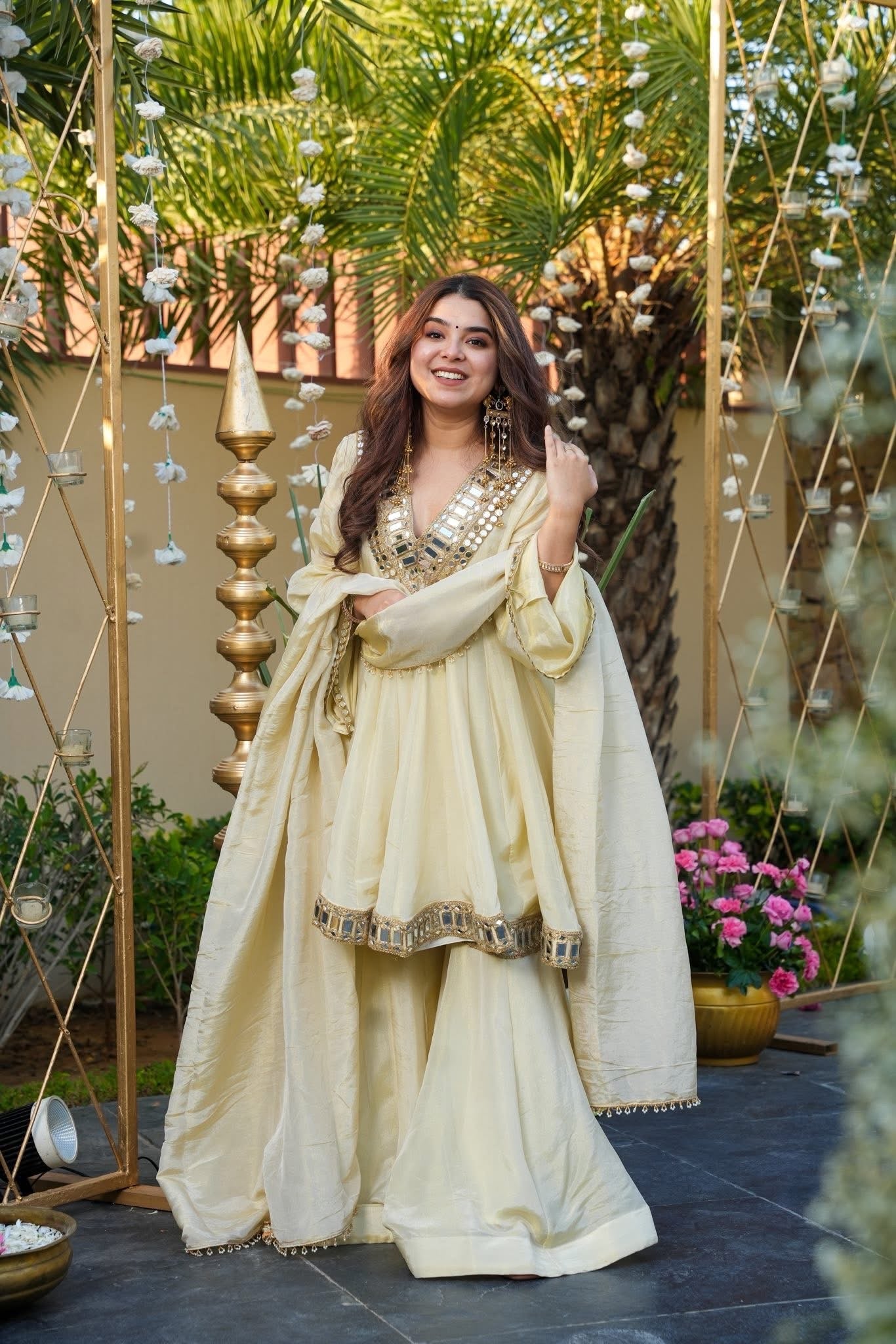 Festive Special Full Sleeves Real Mirror Work Sharara Suit