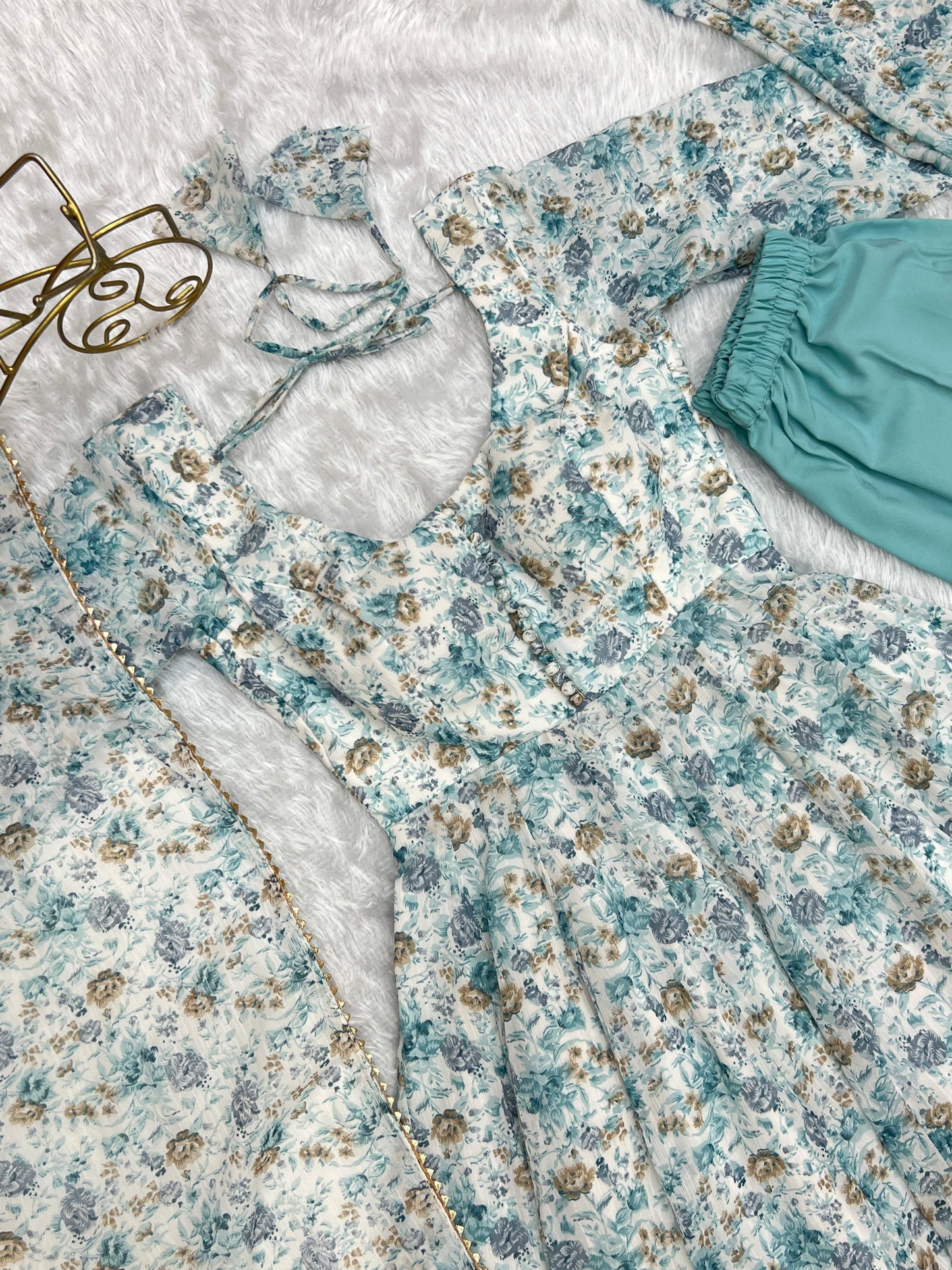 Exquisite Chiffon Floral Digital Printed Fully Stitched Anarkali Pant Suit - INDIAN ELEGANCE