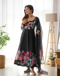 Heavy Pure soft Organza Silk with Floral Printed Designer Anarkali  Suit