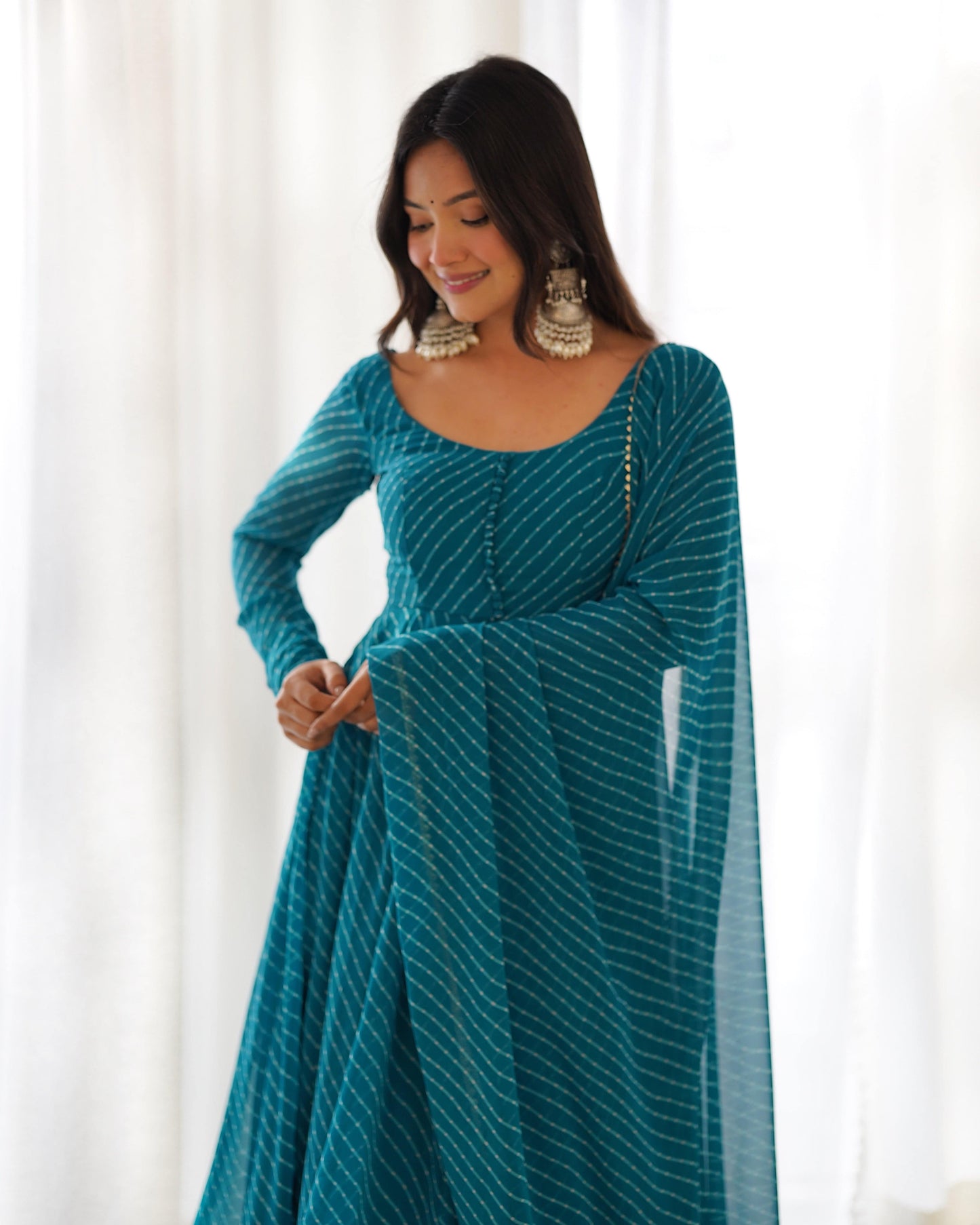 Splendid Faux Georgette Printed Fully Stitched Anarkali Pant Suit - INDIAN ELEGANCE