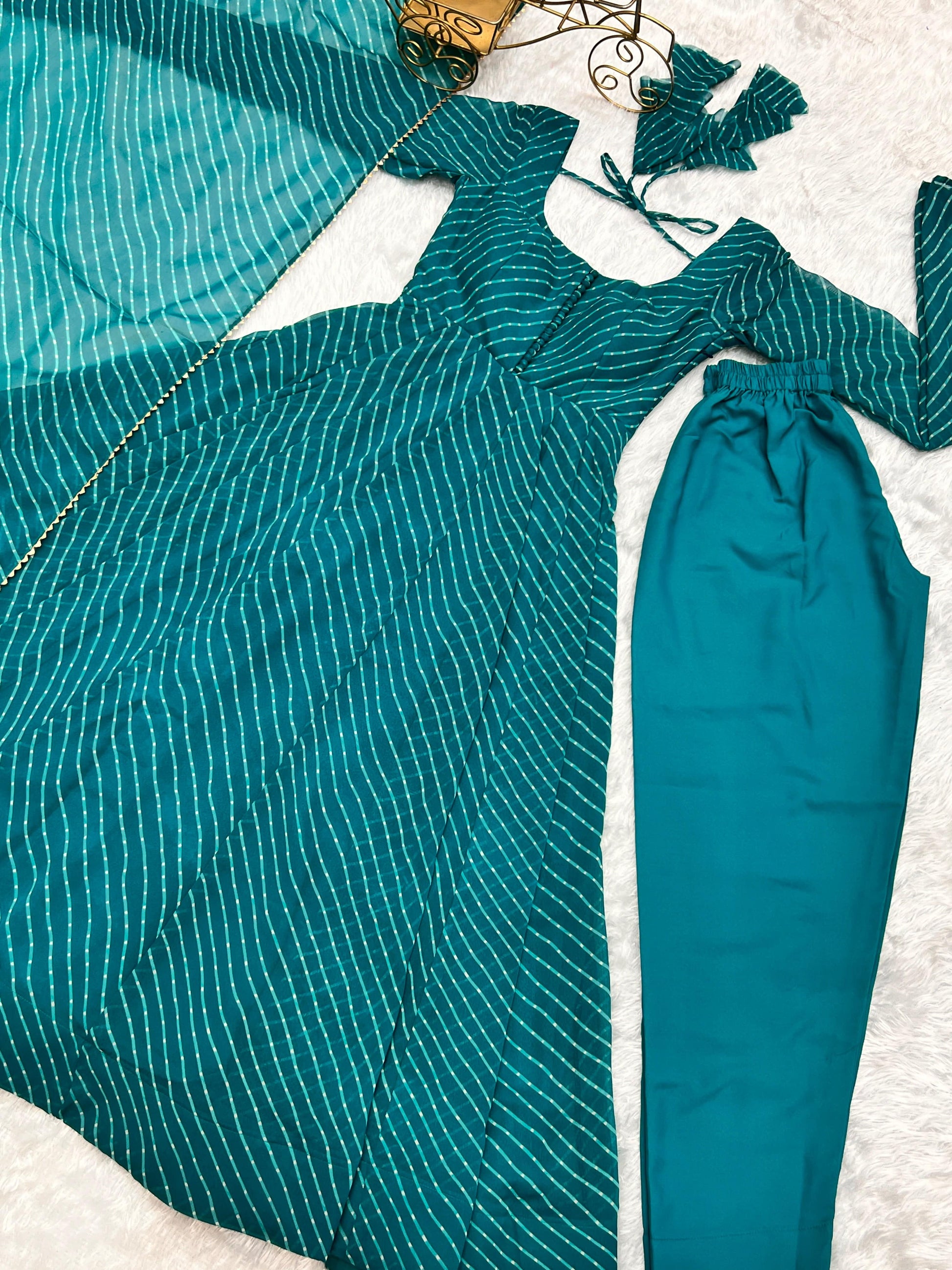 Splendid Faux Georgette Printed Fully Stitched Anarkali Pant Suit - INDIAN ELEGANCE