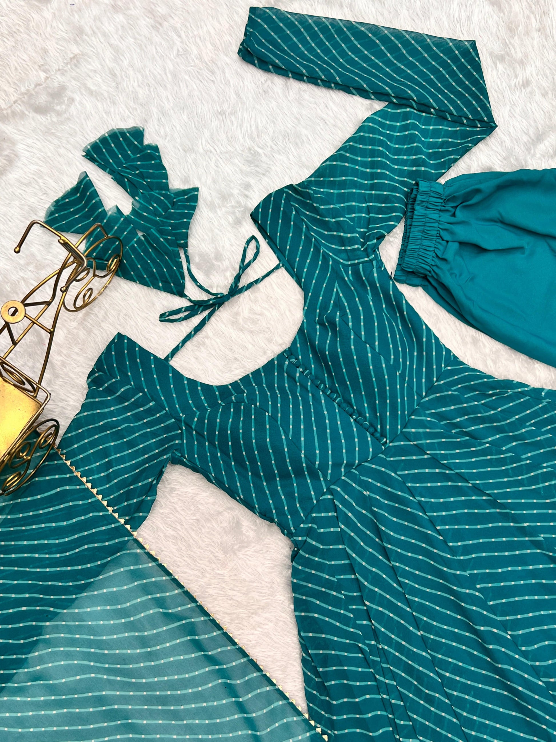 Splendid Faux Georgette Printed Fully Stitched Anarkali Pant Suit - INDIAN ELEGANCE