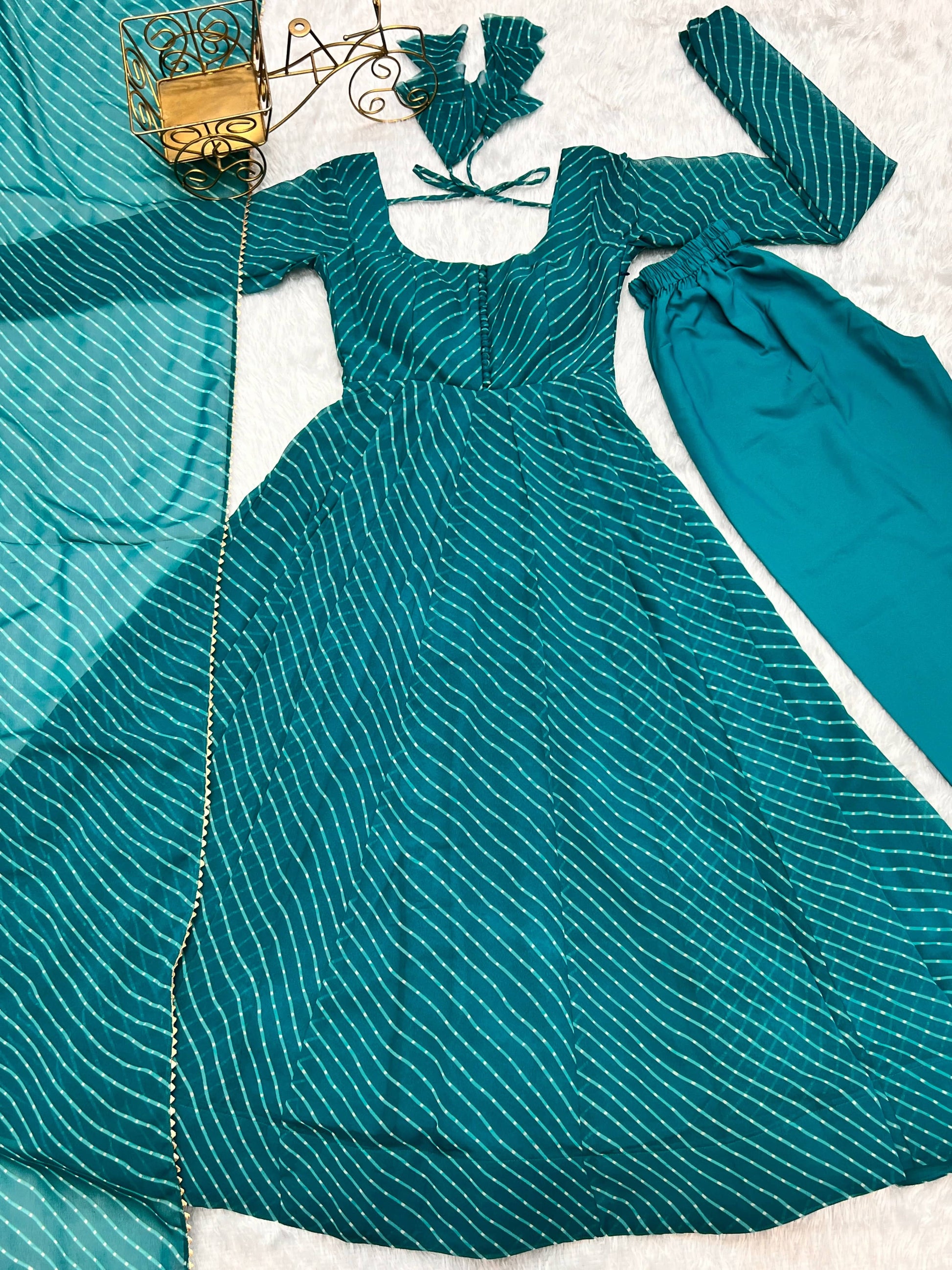 Splendid Faux Georgette Printed Fully Stitched Anarkali Pant Suit - INDIAN ELEGANCE