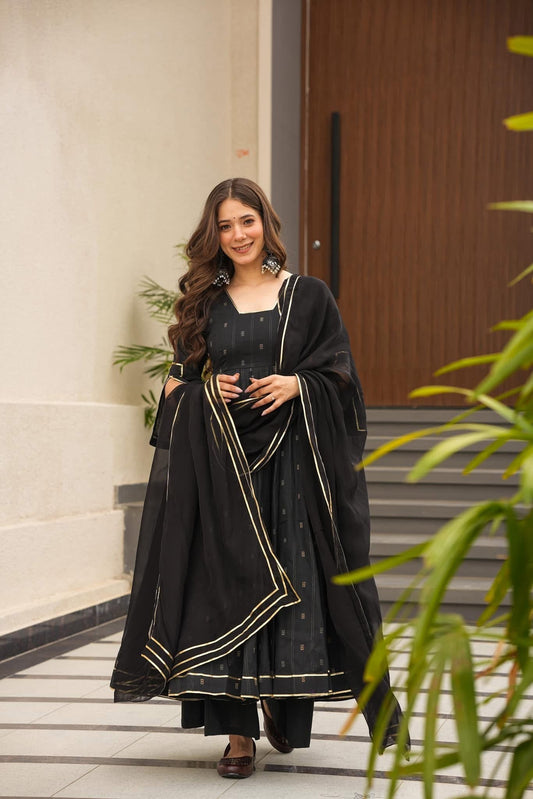 Exclusive Black Color Georgette Sequence Work Anarkali Suit