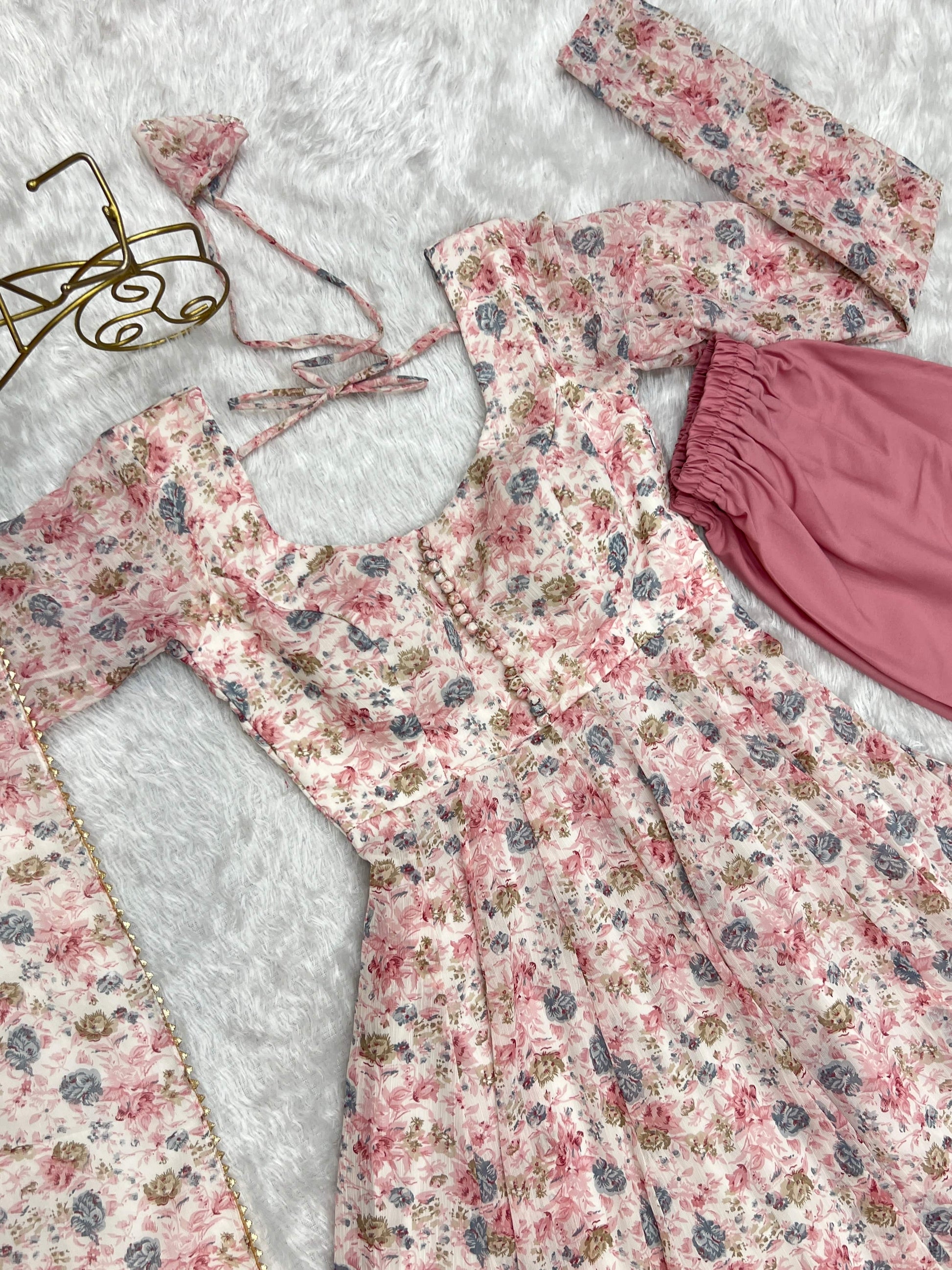 Exquisite Chiffon Floral Digital Printed Fully Stitched Anarkali Pant Suit - INDIAN ELEGANCE