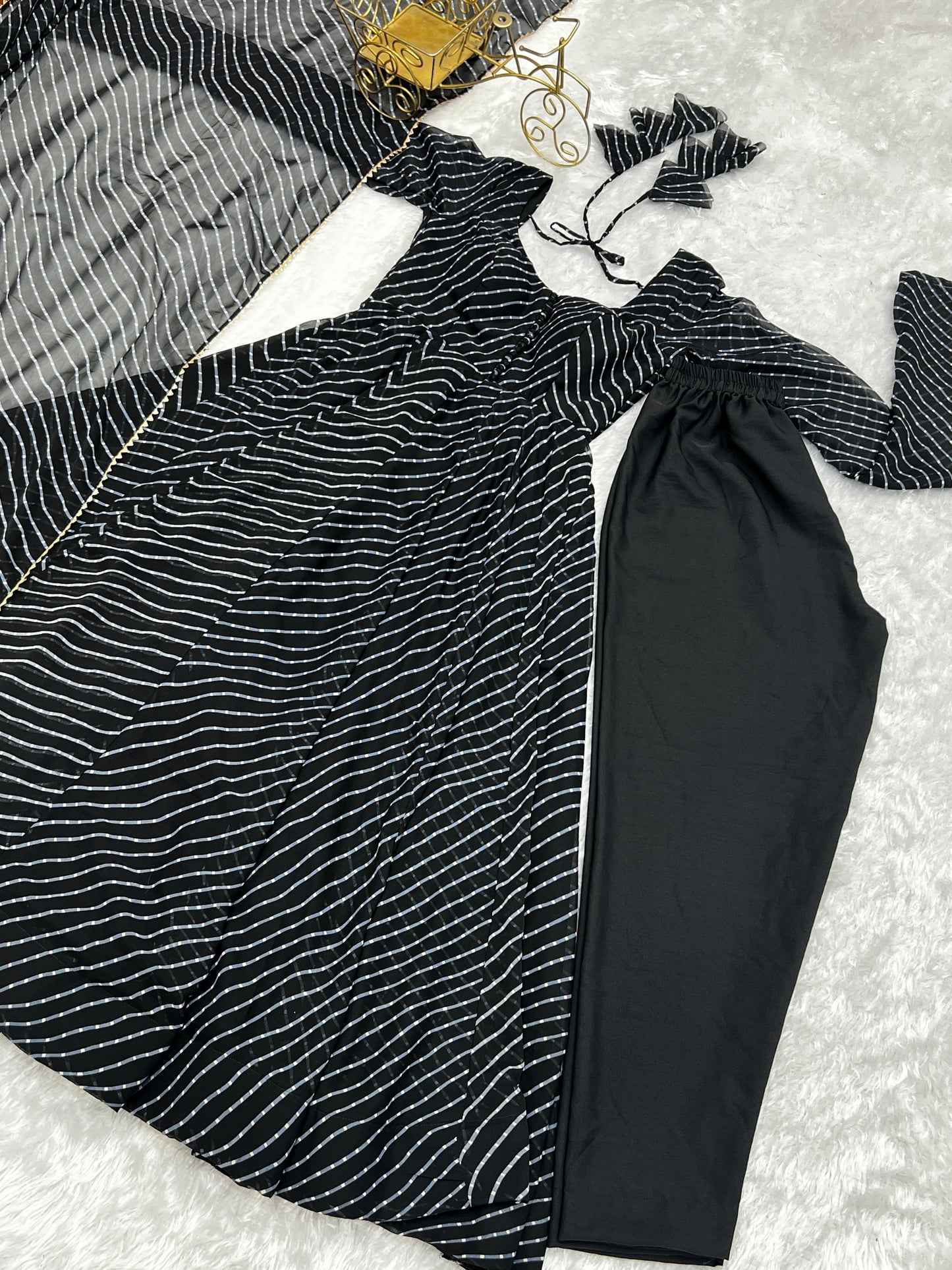 Splendid Faux Georgette Printed Fully Stitched Anarkali Pant Suit - INDIAN ELEGANCE