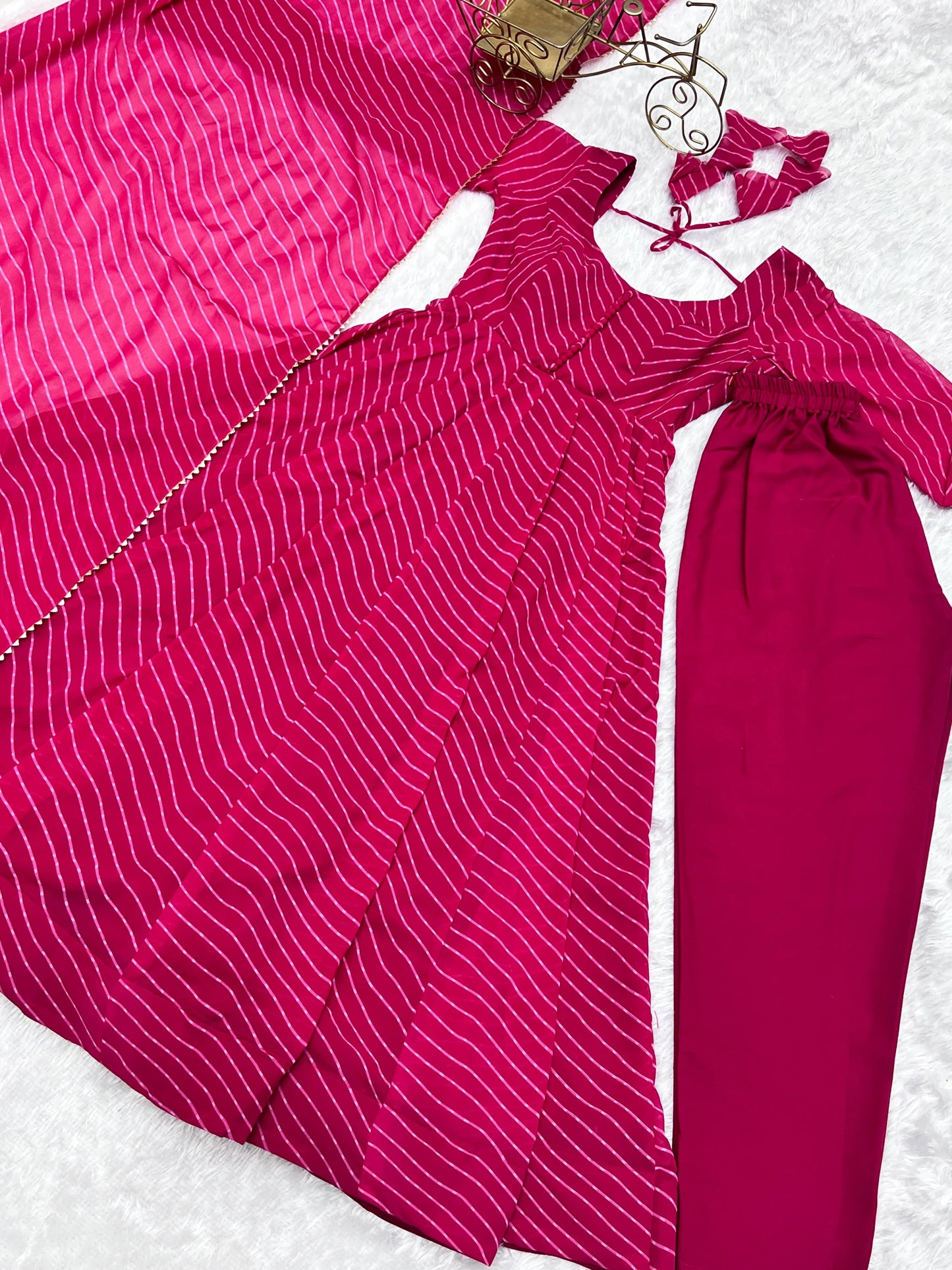 Splendid Faux Georgette Printed Fully Stitched Anarkali Pant Suit - INDIAN ELEGANCE