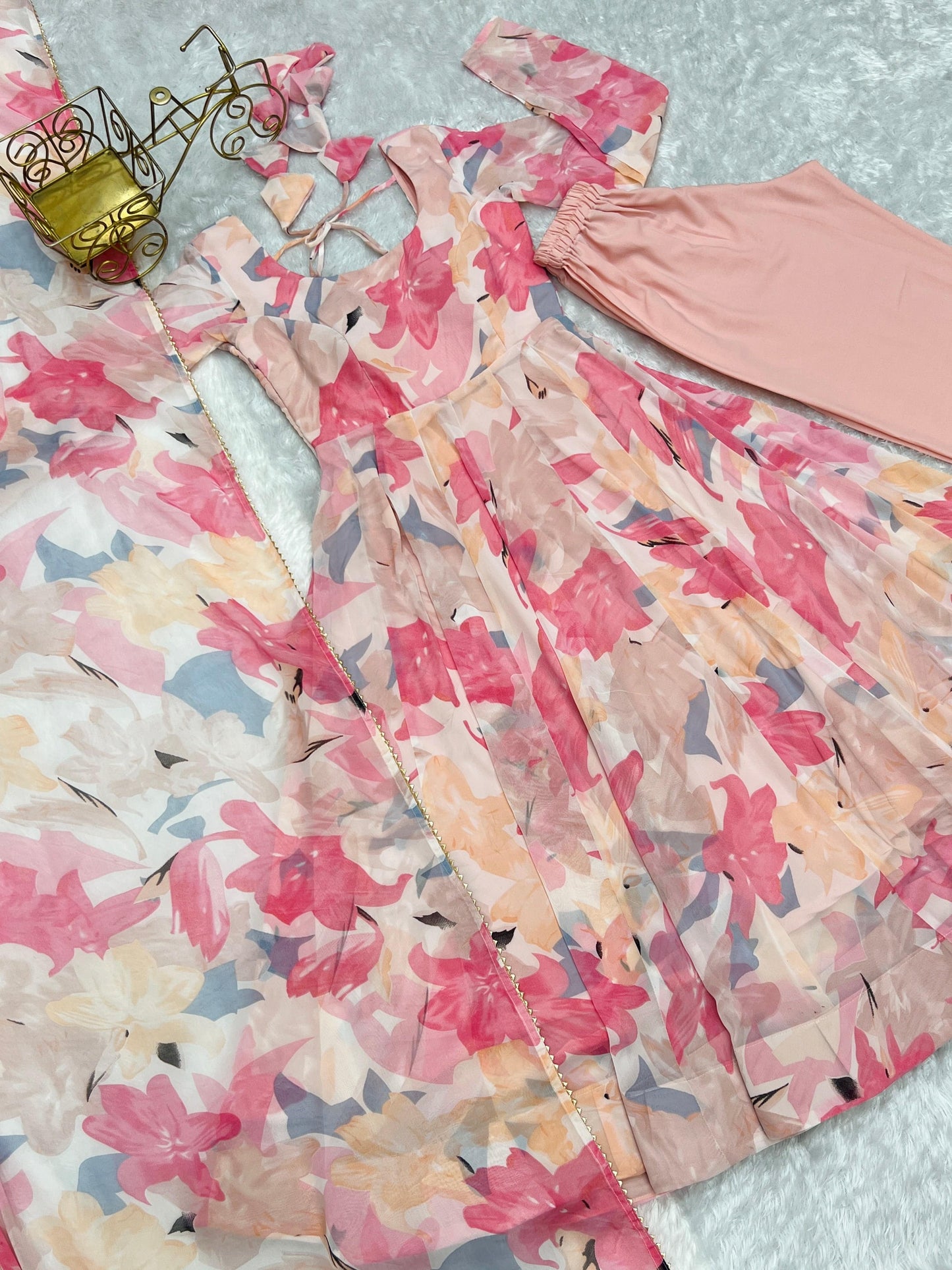 Bewitching Faux Georgette Printed Designer Anarkali Pant Suit - INDIAN ELEGANCE