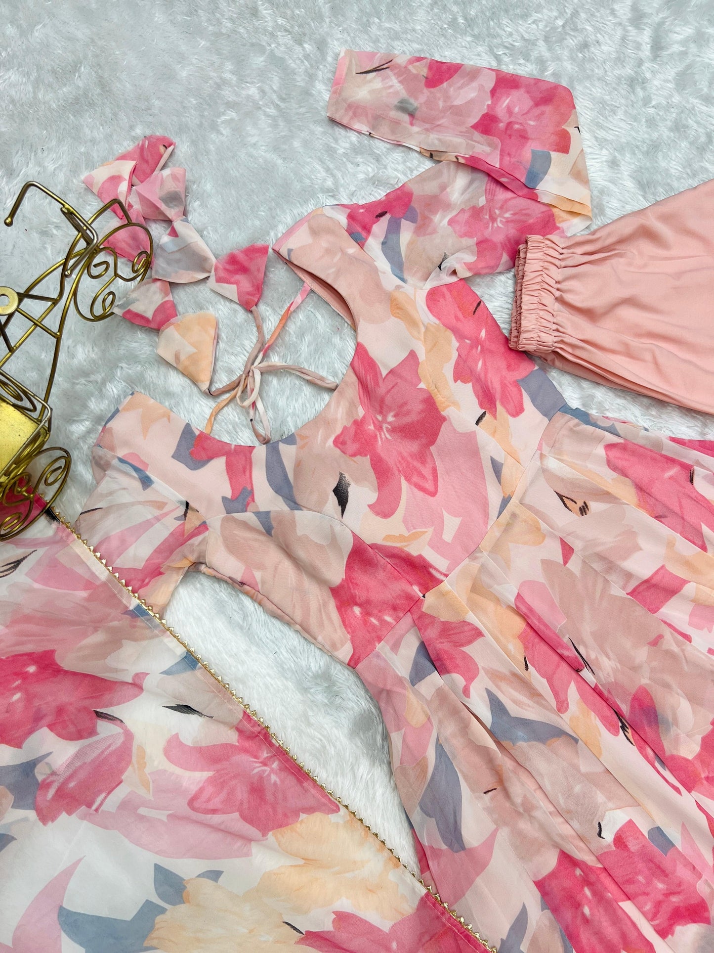 Bewitching Faux Georgette Printed Designer Anarkali Pant Suit - INDIAN ELEGANCE