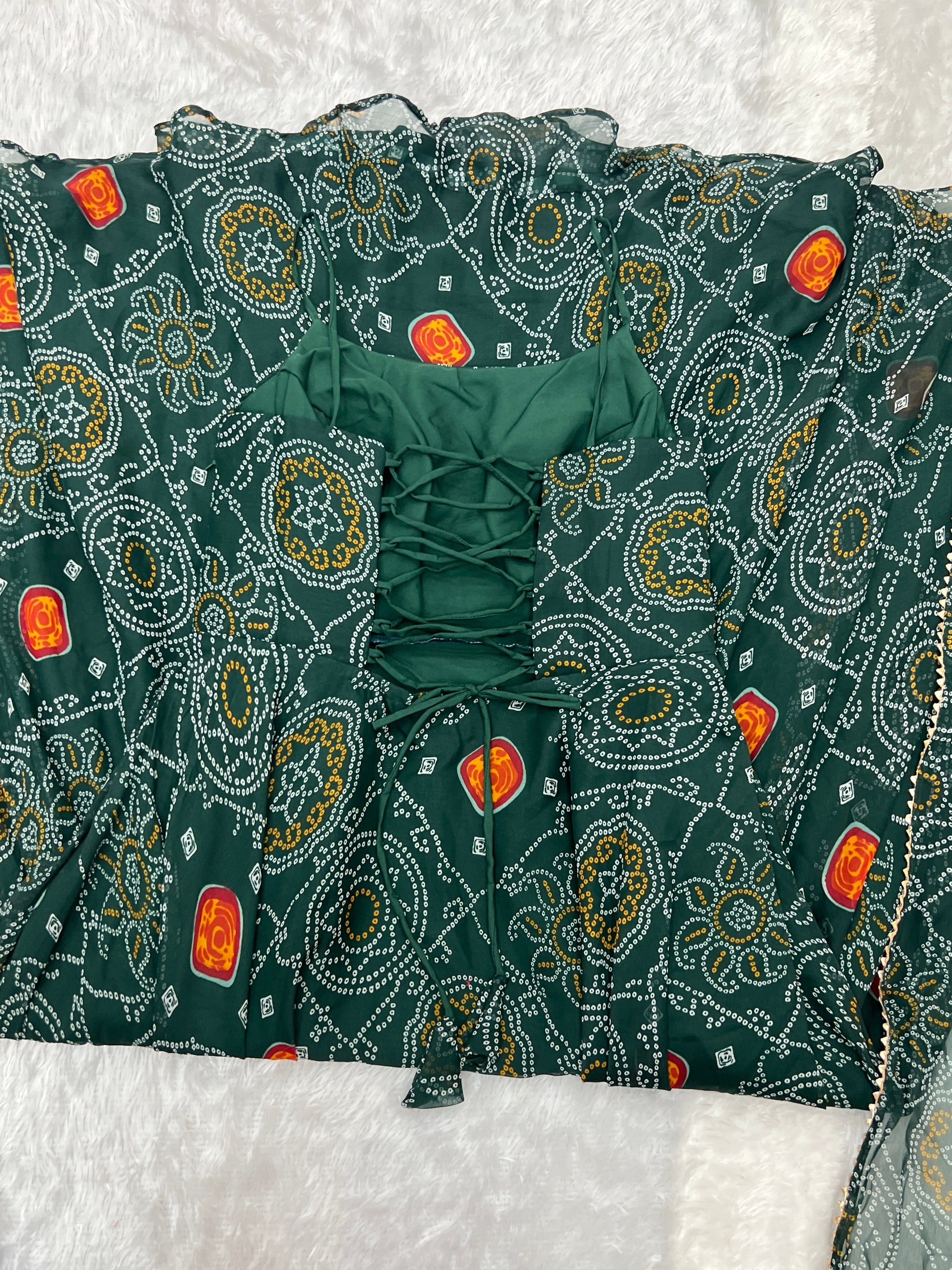 Spectacular Pink Chiffon Bandhej Printed Stitched Anarkali Pant Suit - INDIAN ELEGANCE