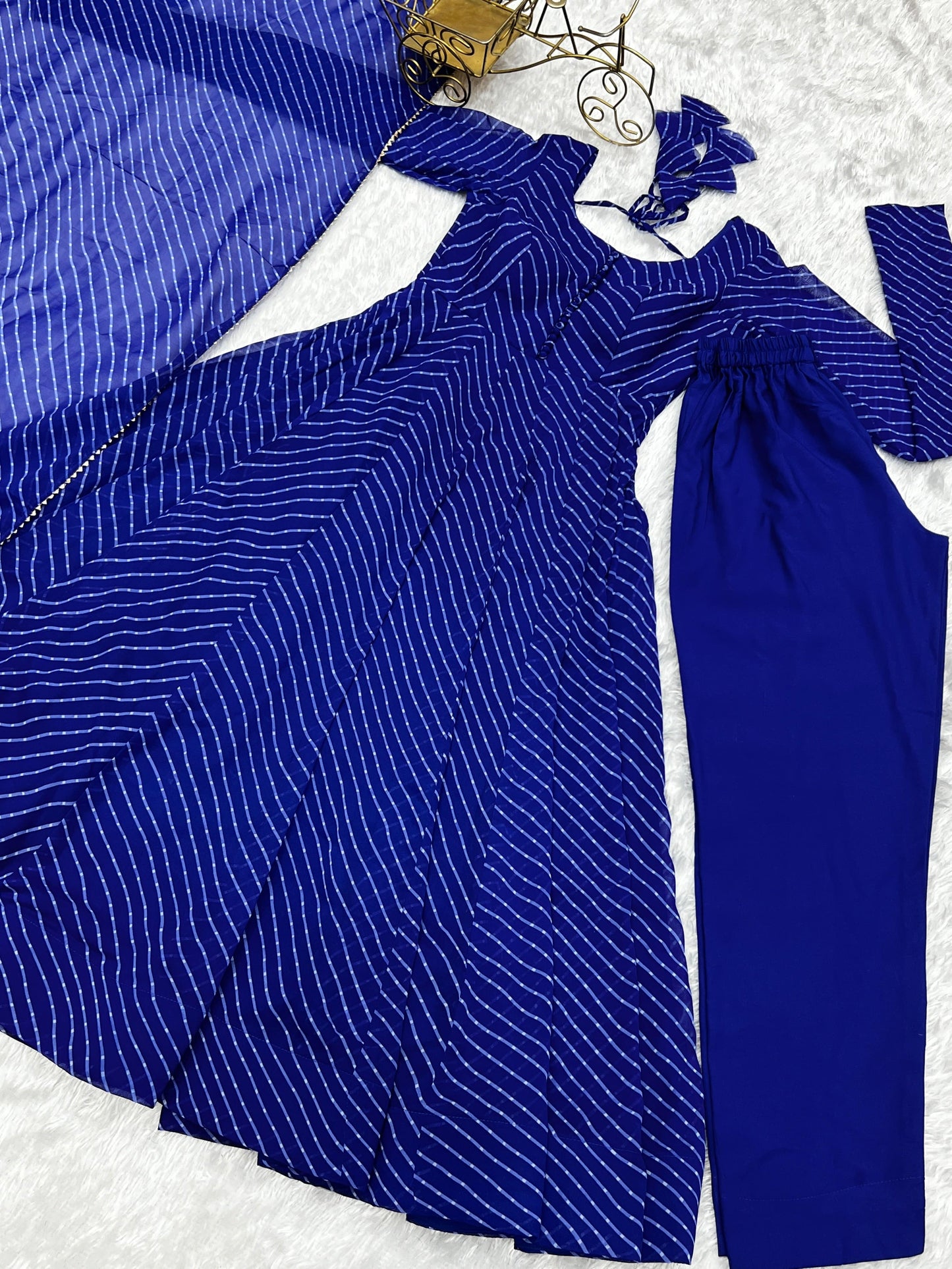 Splendid Faux Georgette Printed Fully Stitched Anarkali Pant Suit - INDIAN ELEGANCE