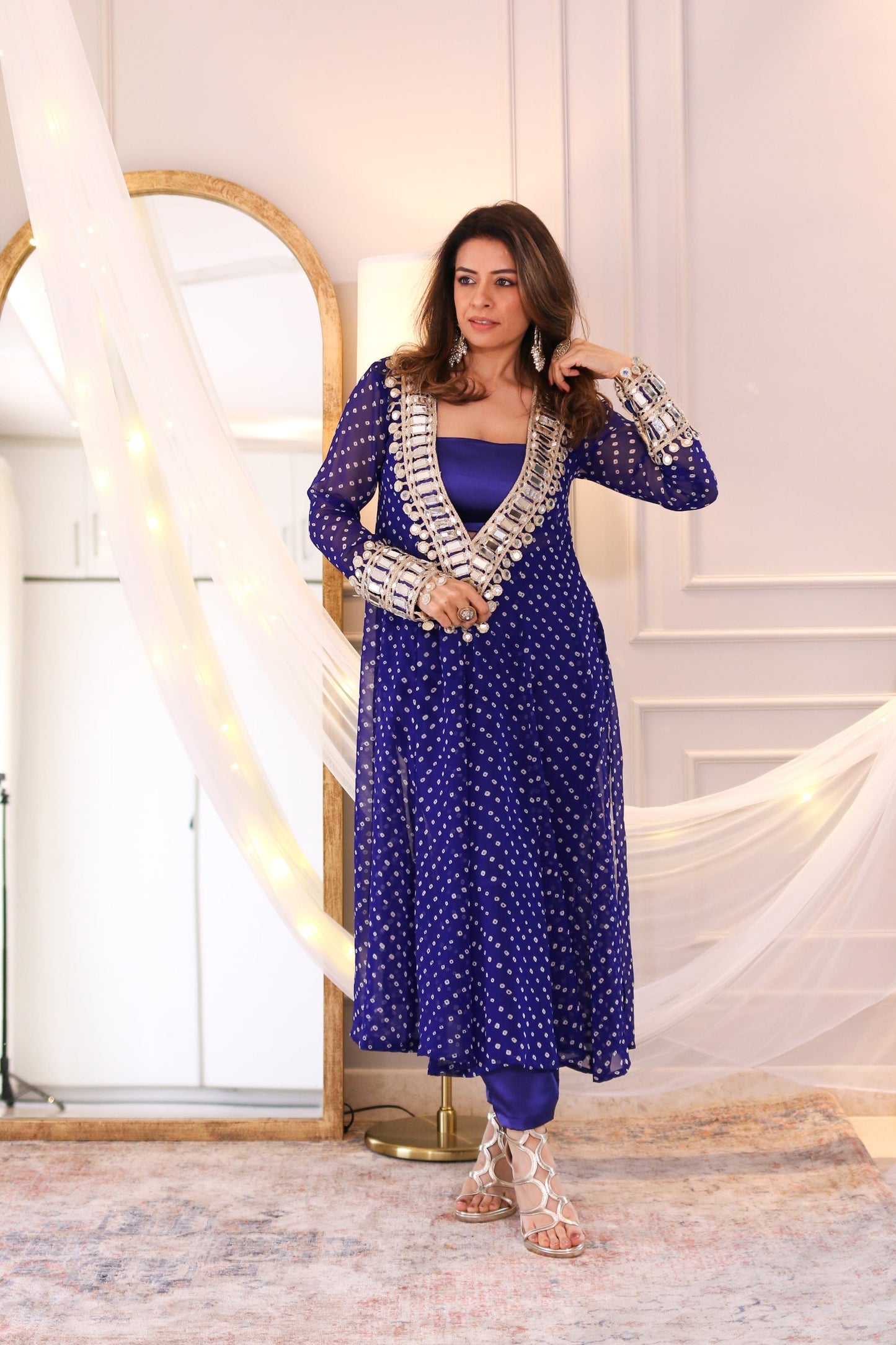 Bandhani Real Mirror Work Cord Set - 5 beautiful colours  Available