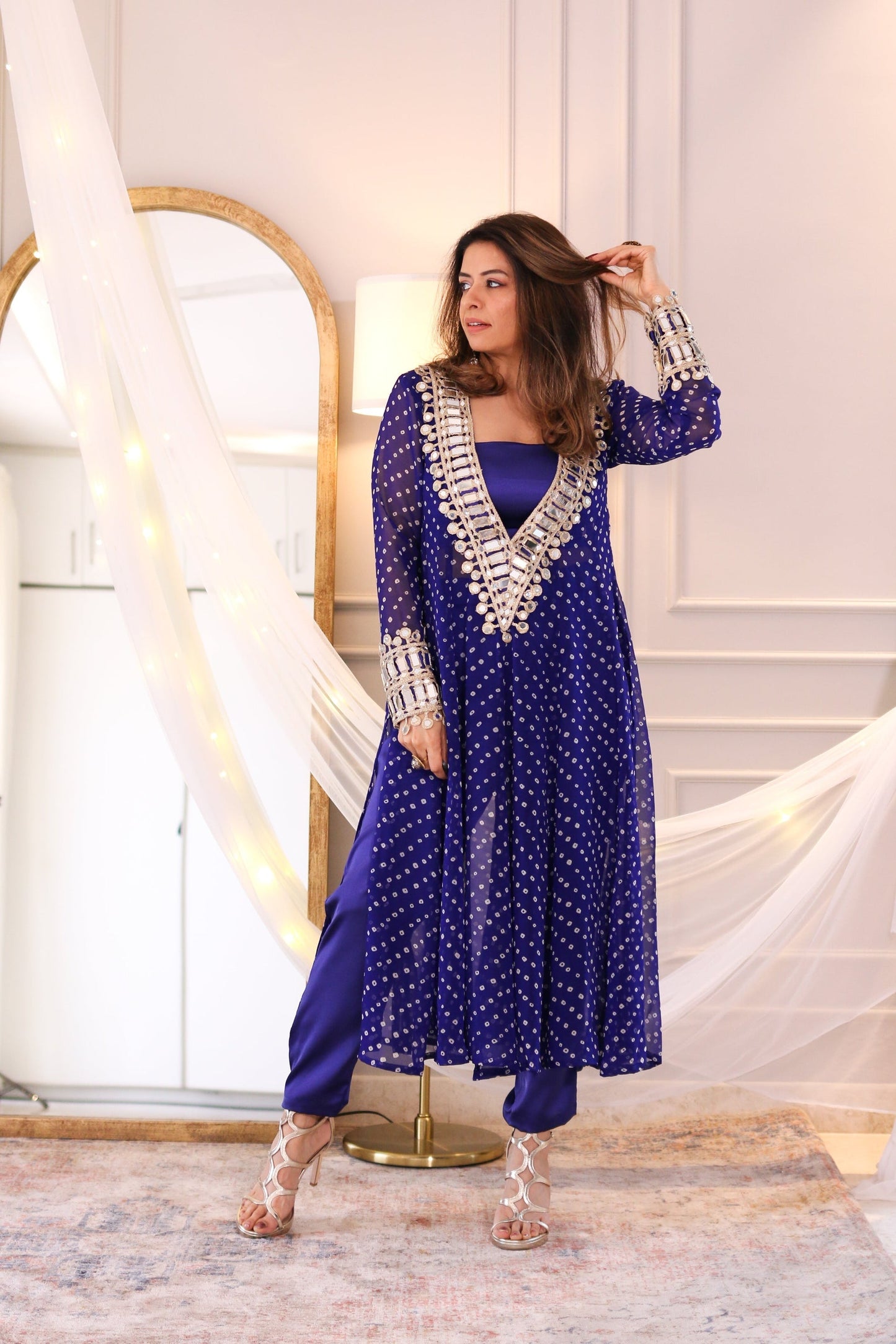 Bandhani Real Mirror Work Cord Set - 5 beautiful colours  Available