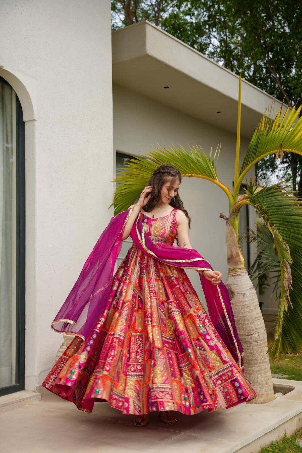 Anarkali Gown With Traditional Motifs