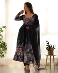 Elegance Pure Soft  Organza Silk  Anarkali  Pant Suit With Dupatta