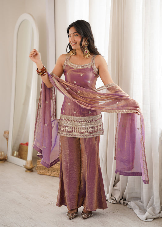 Women's Premium Fancy Silk Kurta with Bell Bottom Pant & Matching Dupatta |