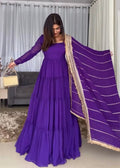 Rich Royal Purple  Faux Georgette 17-Meter Flair Anarkali Dress With Dupatta