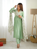 Elegant Mint Green Nyra Cut Full Stitched Anarkali Dress with Dupatta