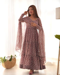 Elegant Faux Georgette Printed Anarkali pant Suit with Dupatta