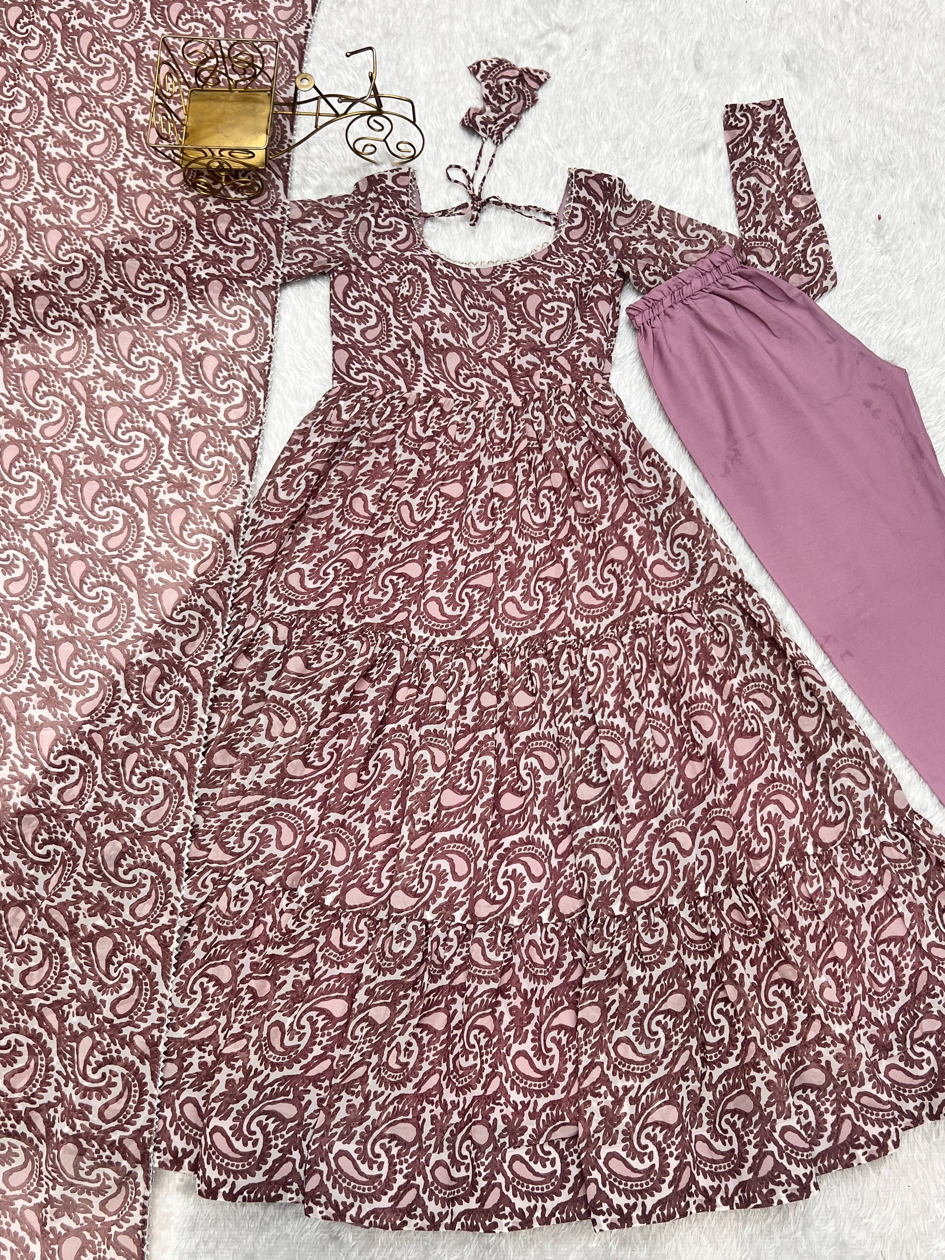 Amazing Digital Printed Faux Georgette Anarkali Pant Suit - INDIAN ELEGANCE