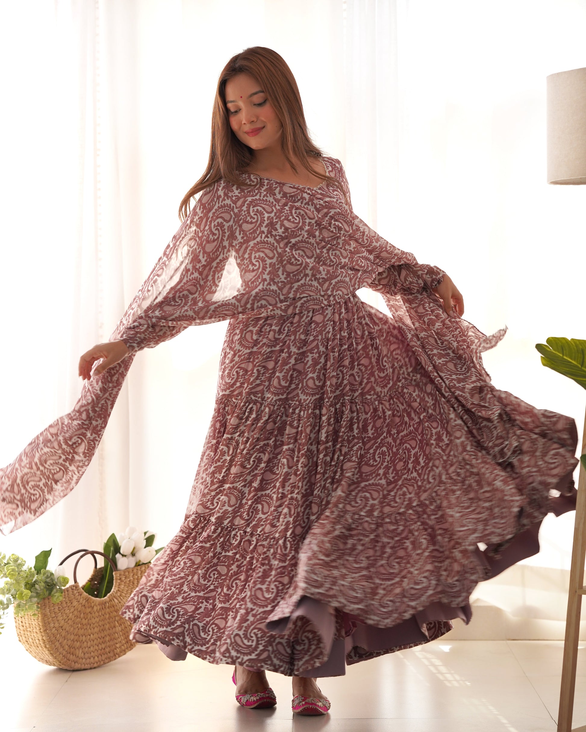 Amazing Digital Printed Faux Georgette Anarkali Pant Suit - INDIAN ELEGANCE