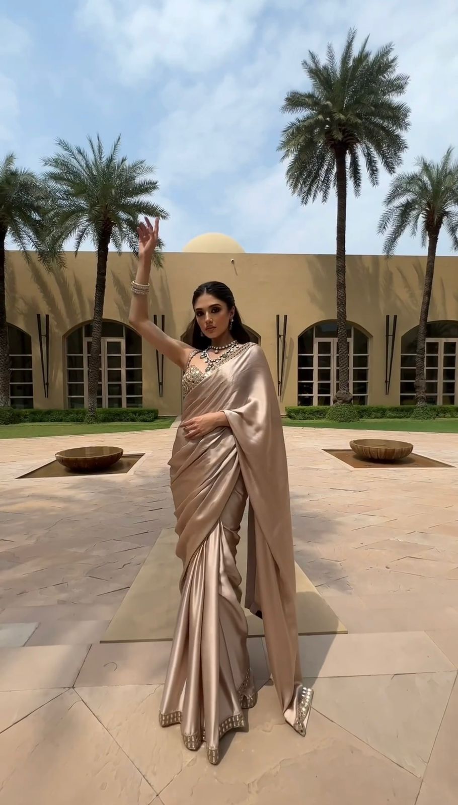 Rich Shine Wedding Wear Silk Mirror Work Saree