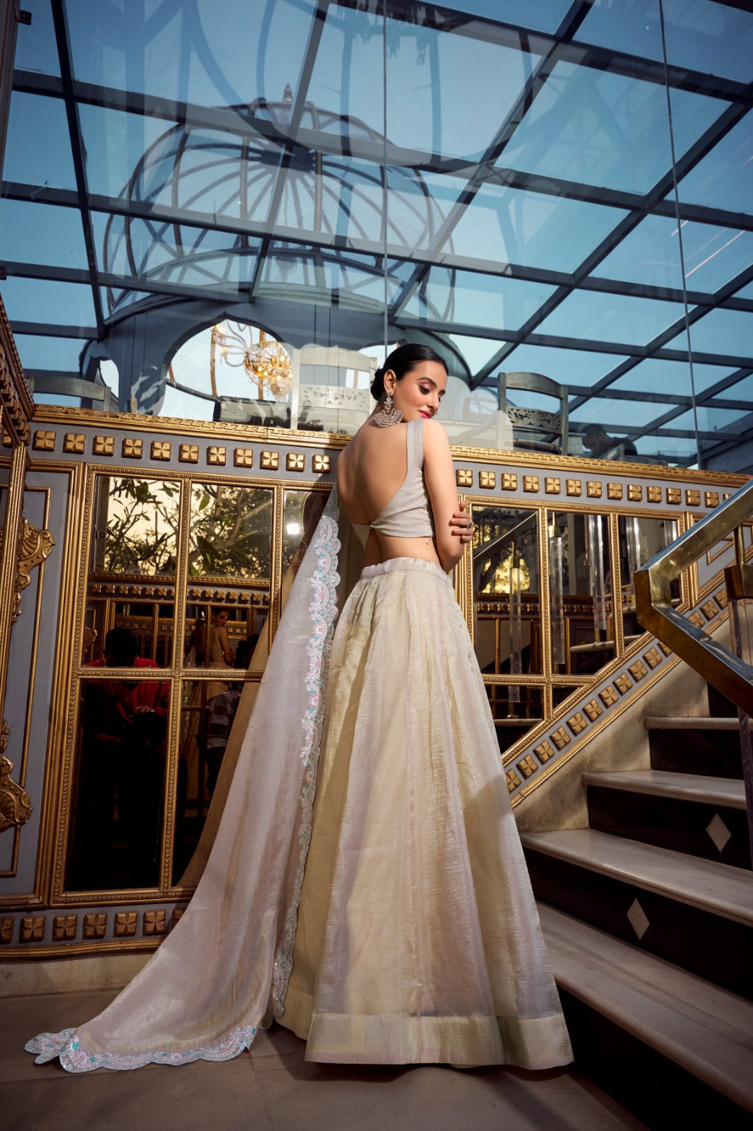 Pista Gold Crush Sequins Thread Diamond Worked Lehenga Choli -Wedding Wear