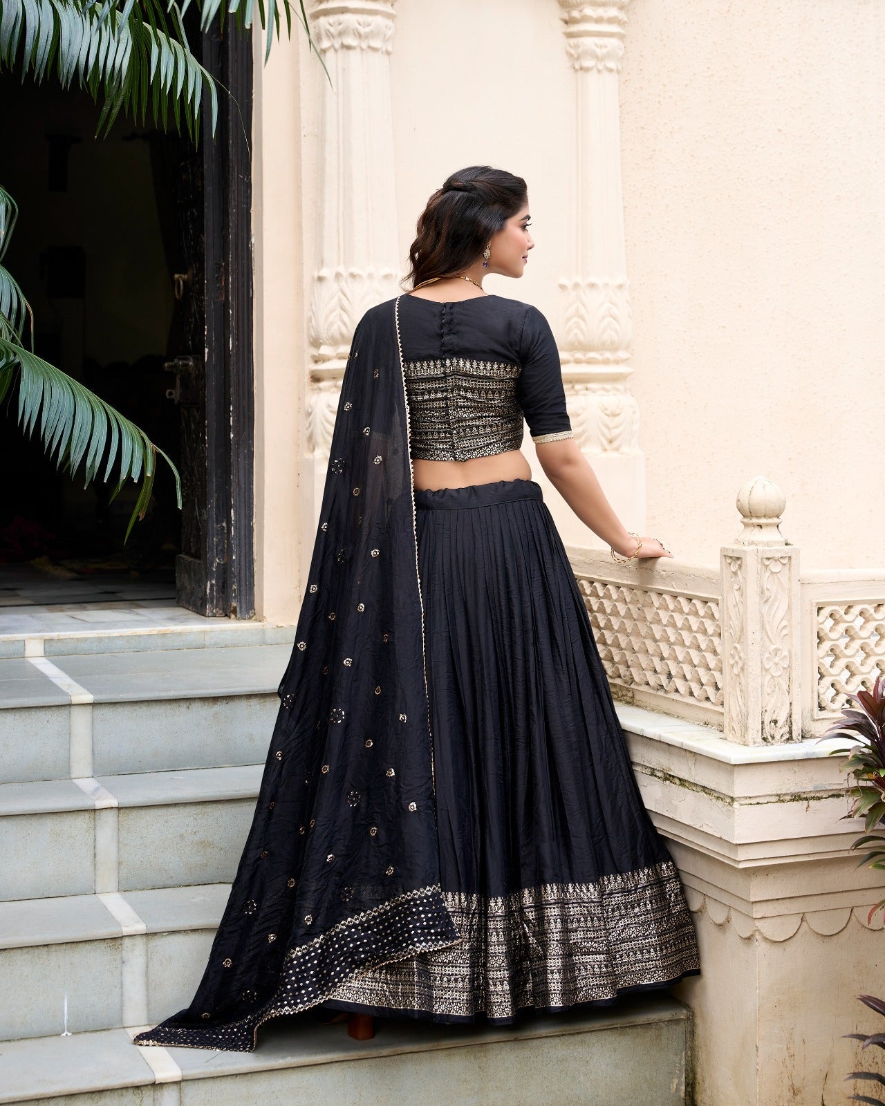 Resplendent Pure Chanderi Silk Zari Weaving Worked Lehenga Choli - INDIAN ELEGANCE