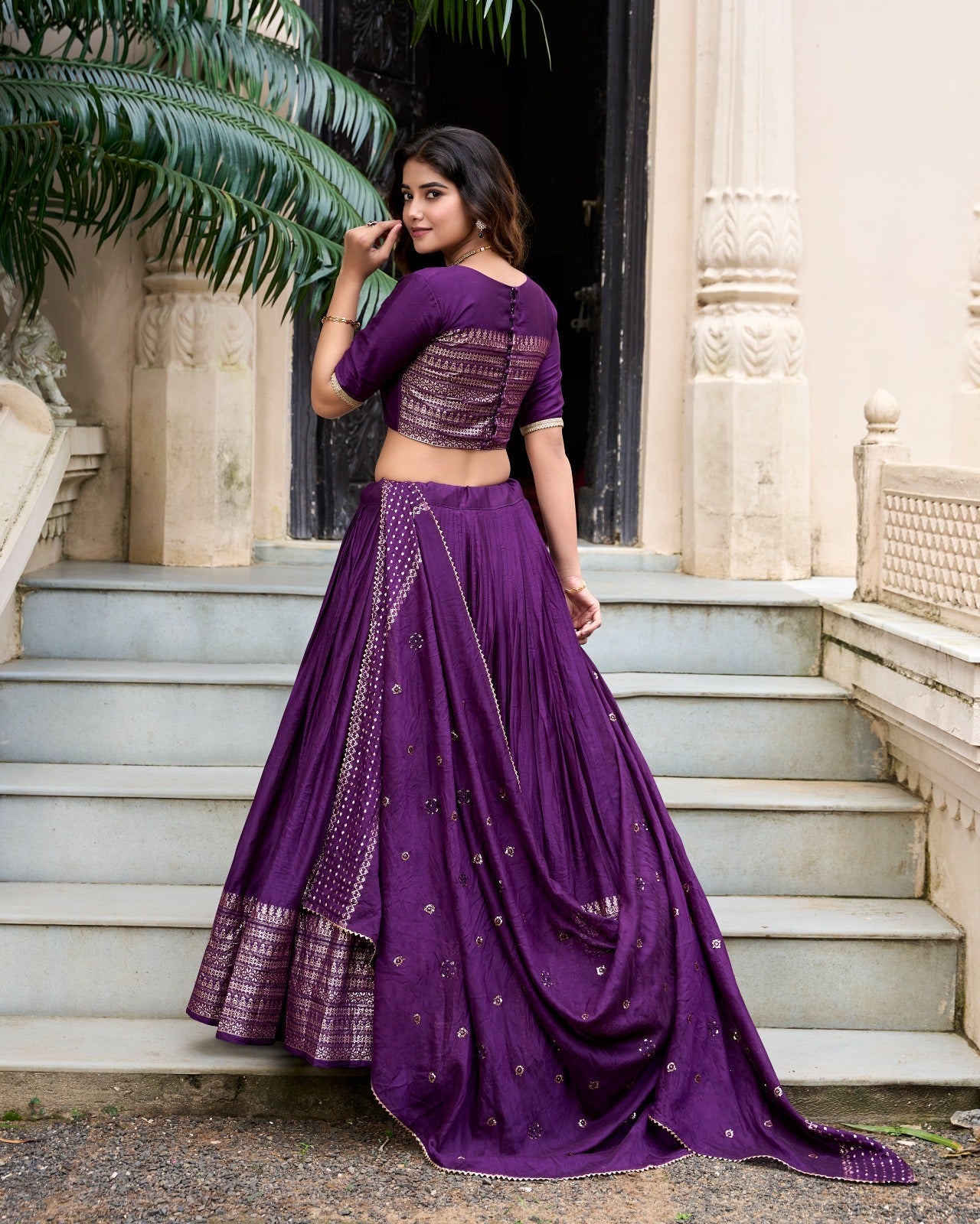 Resplendent Pure Chanderi Silk Zari Weaving Worked Lehenga Choli - INDIAN ELEGANCE
