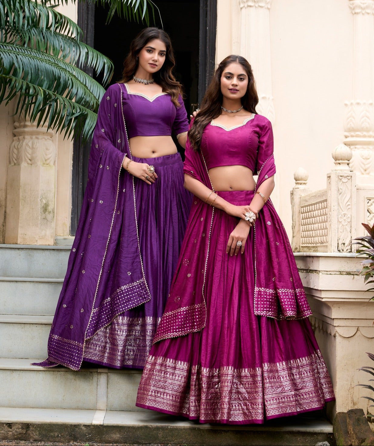 Resplendent Pure Chanderi Silk Zari Weaving Worked Lehenga Choli - INDIAN ELEGANCE