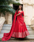 Gorgeous Pure Chanderi Silk Fabric Lehenga Choli -Festive Wear