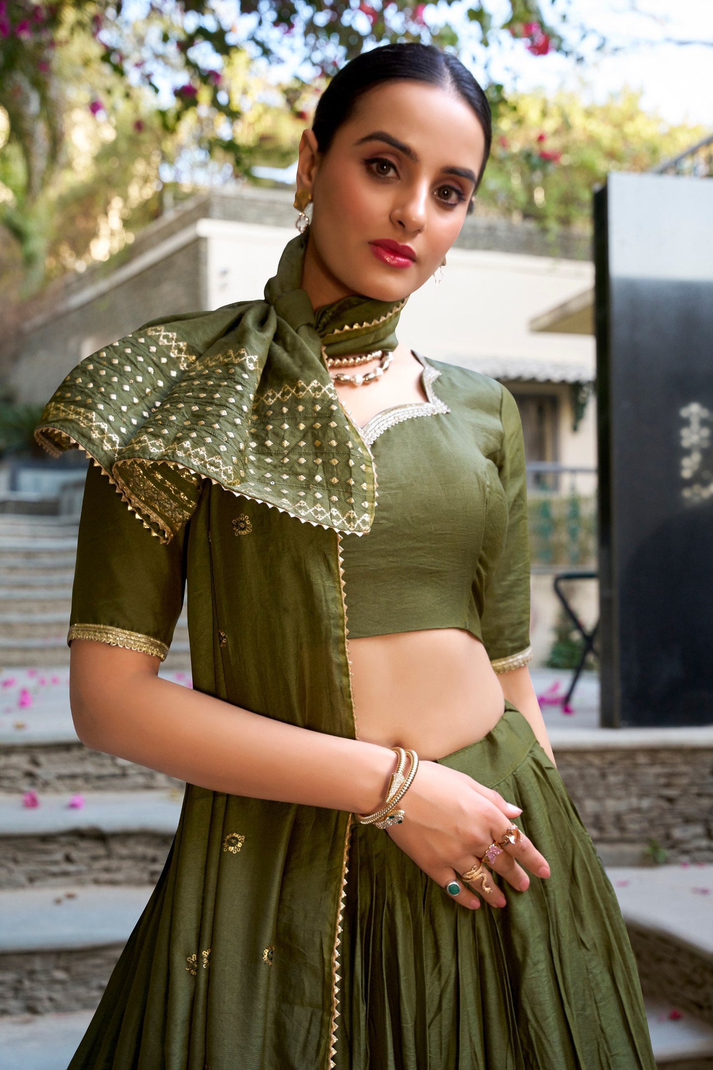 Gorgeous Pure Chanderi Silk Fabric Lehenga Choli -Festive Wear