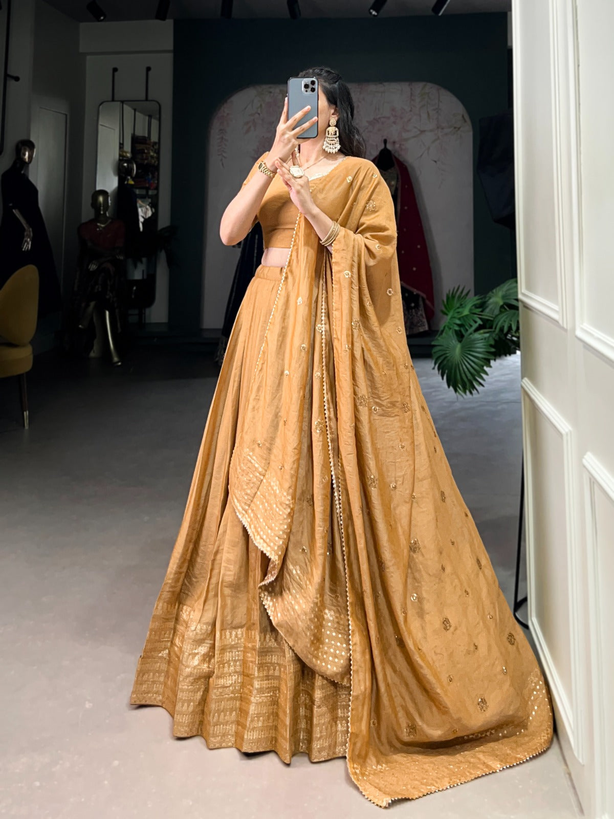 Gorgeous Pure Chanderi Silk Fabric Lehenga Choli -Festive Wear