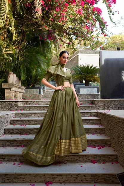 Gorgeous Pure Chanderi Silk Fabric Lehenga Choli -Festive Wear