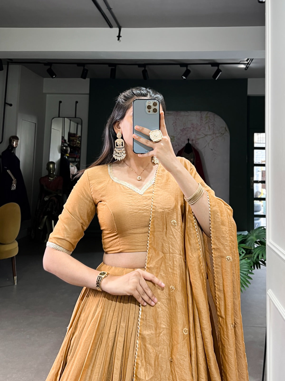 Gorgeous Pure Chanderi Silk Fabric Lehenga Choli -Festive Wear