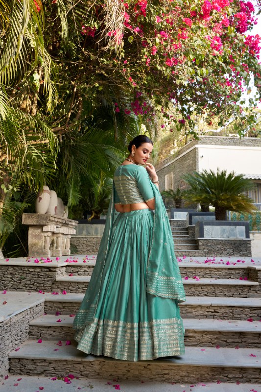Gorgeous Pure Chanderi Silk Fabric Lehenga Choli -Festive Wear