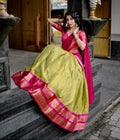 Luxury Kanchipuram Silk Lehenga with Golden Zari weaving work