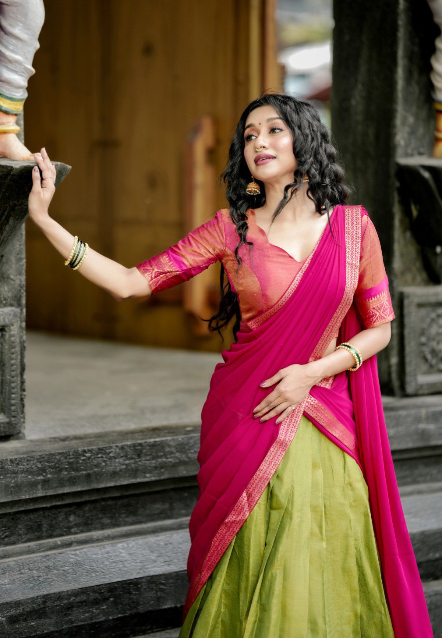 Stunning Pista Green Kanchipuram Silk Zari Weaving Worked Lehenga Choli - INDIAN ELEGANCE