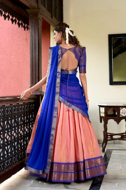 Stunning Kanchipuram Silk Zari Weaving Worked Lehenga Choli - INDIAN ELEGANCE