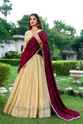 Kanchipuram Silk Zari Weaving Worked Lehenga Choli -Wedding Occassion
