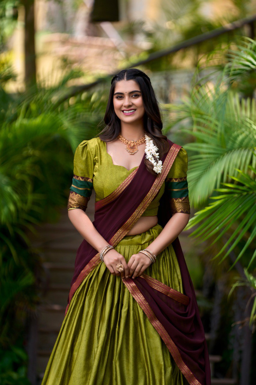 Refined Poly Cotton Zari Weaving Worked Lehenga Choli - INDIAN ELEGANCE