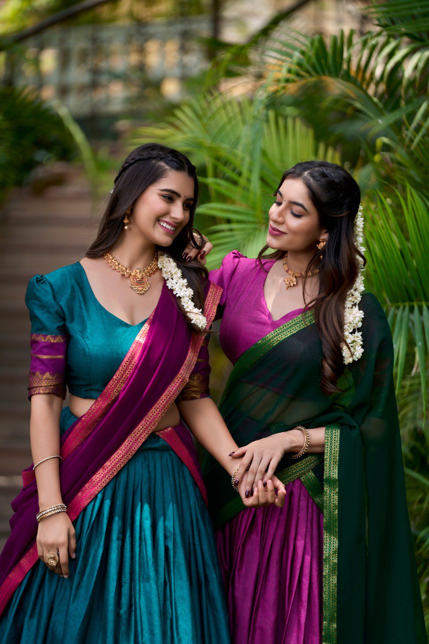 Refined Poly Cotton Zari Weaving Worked Lehenga Choli - INDIAN ELEGANCE