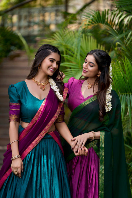 Refined Poly Cotton Zari Weaving Worked Lehenga Choli - INDIAN ELEGANCE