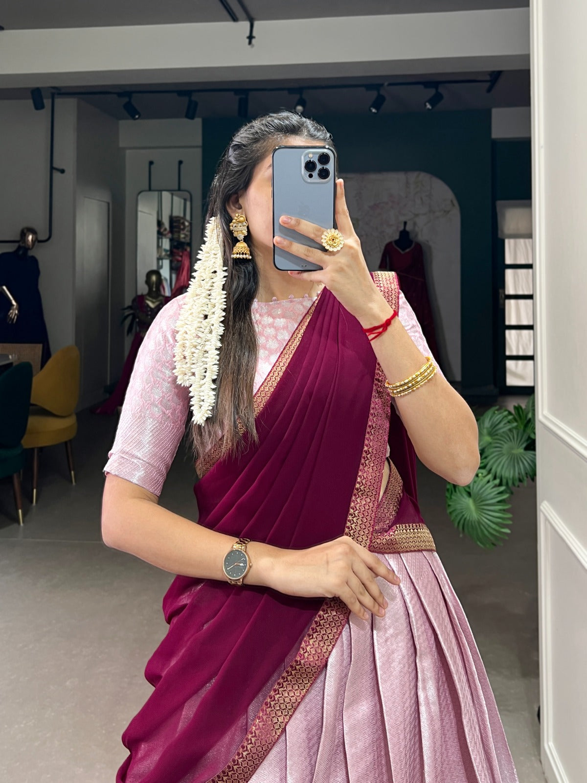 Radiant Jacquard Silk Weaving Worked Lehenga Choli Set - INDIAN ELEGANCE