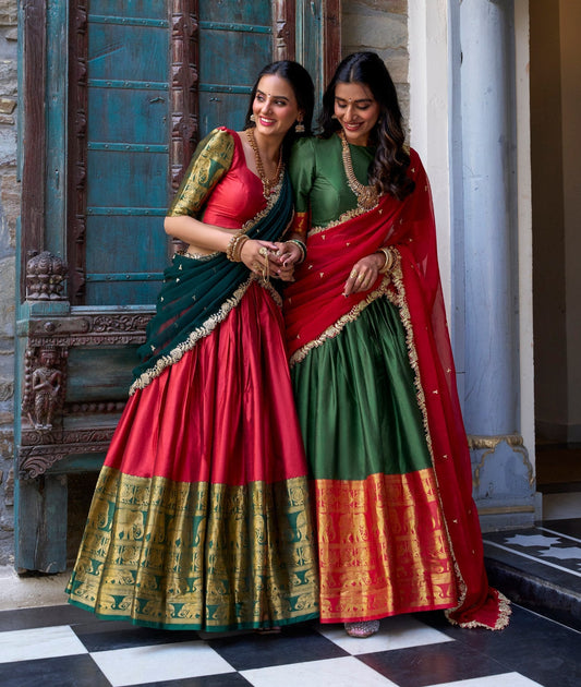 Radiant  Narayan Pattu Zari Weaving Worked Lehenga Choli - Perfect For Wedding Occasion