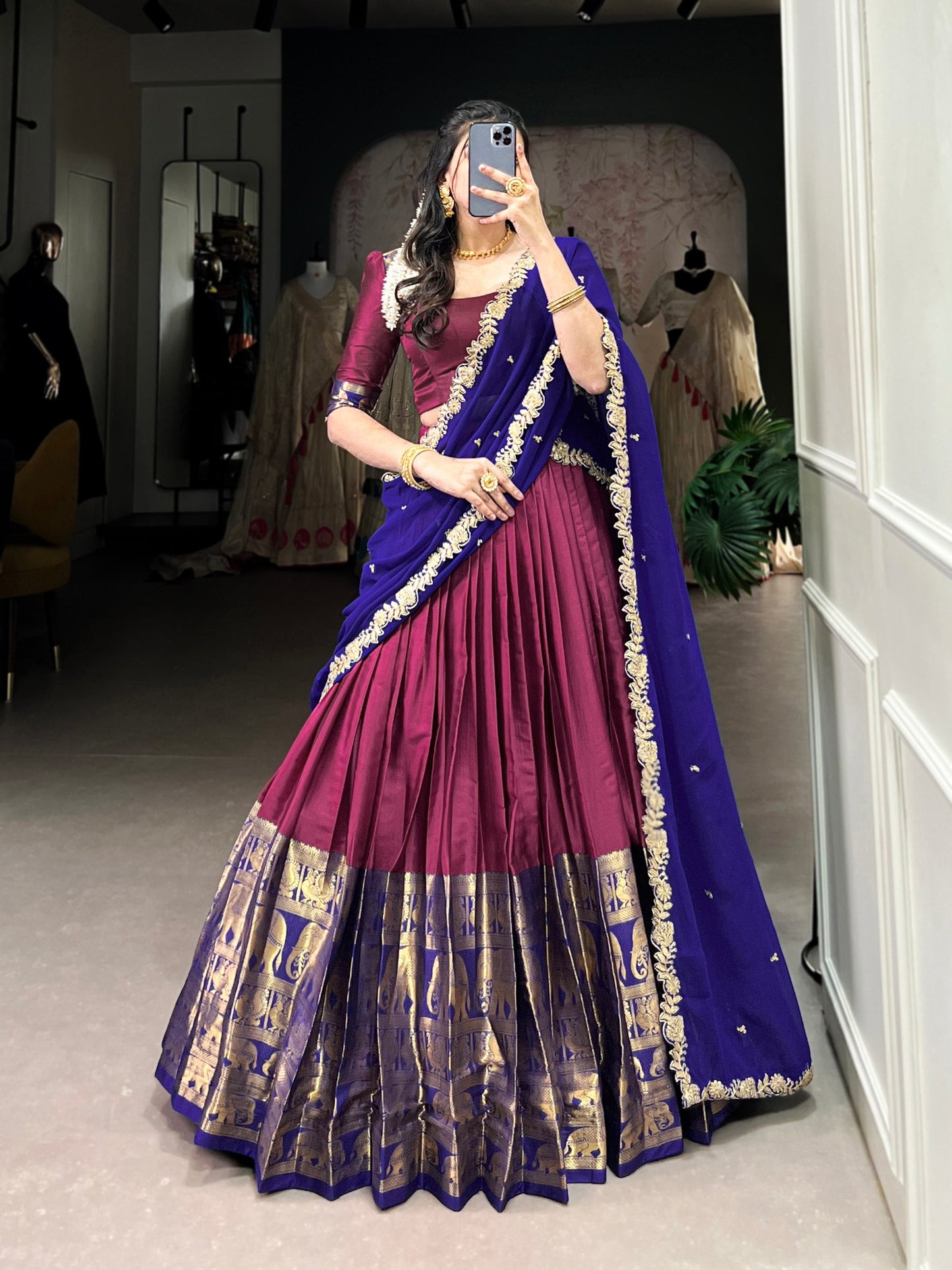 Radiant  Narayan Pattu Zari Weaving Worked Lehenga Choli - Perfect For Wedding Occasion
